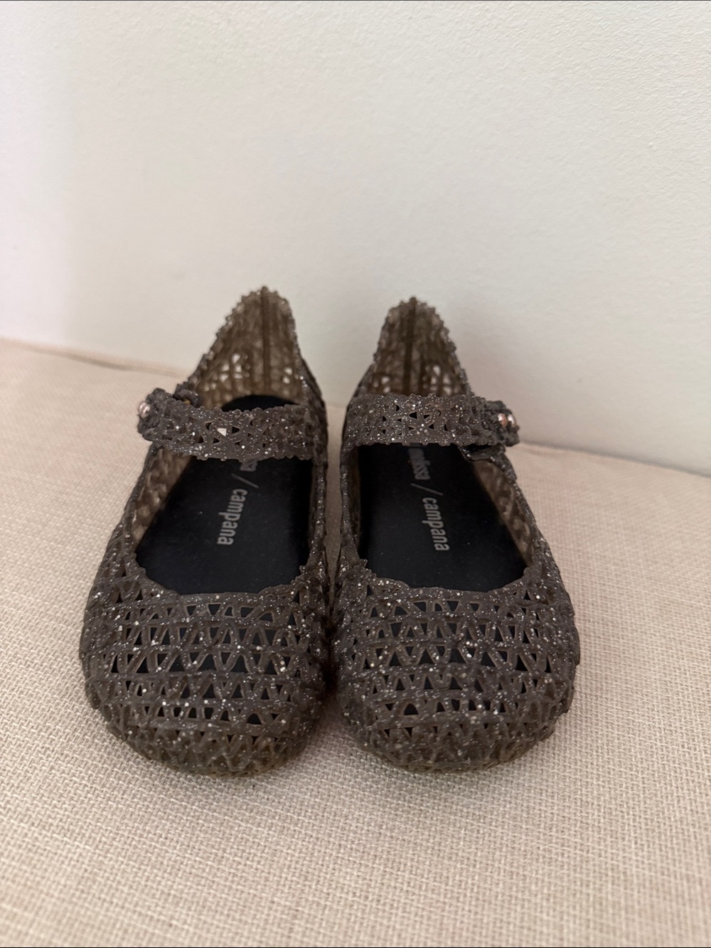 Mini Melissa Glitter Black Jelly Mary Jane Kids Shoes